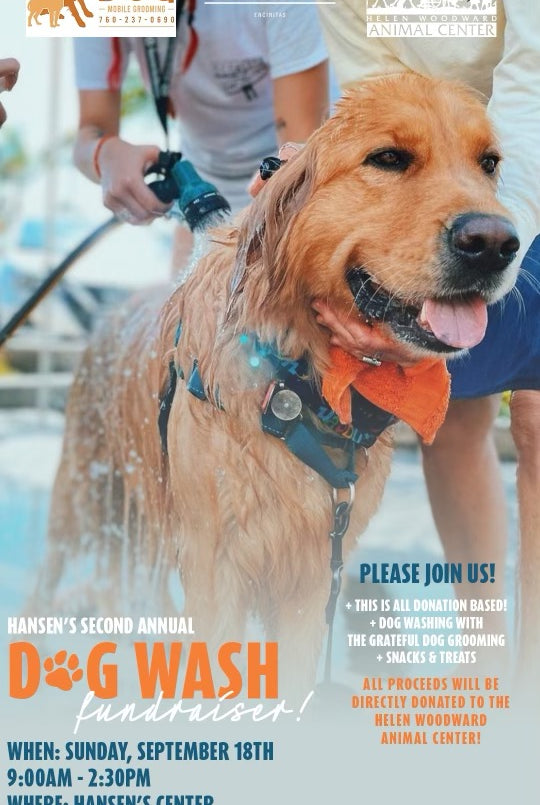 Join Us For Our Annual Helen Woodward Animal Center Dog Wash Fundraiser