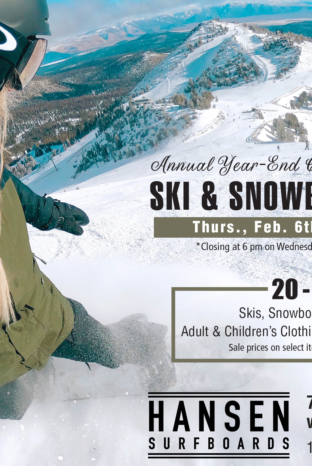 2020 YEAR-END CLEARANCE SKI & SNOW SALE!