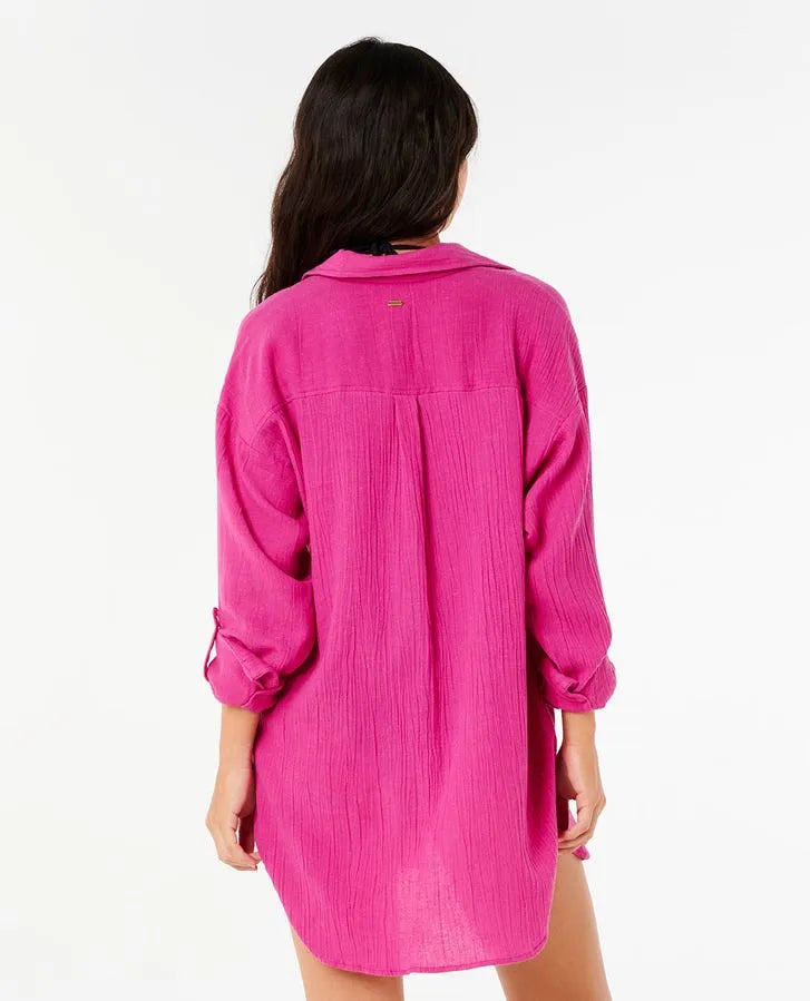 Rip Curl Womens Shirt Premium Linen Long Sleeve Button Through