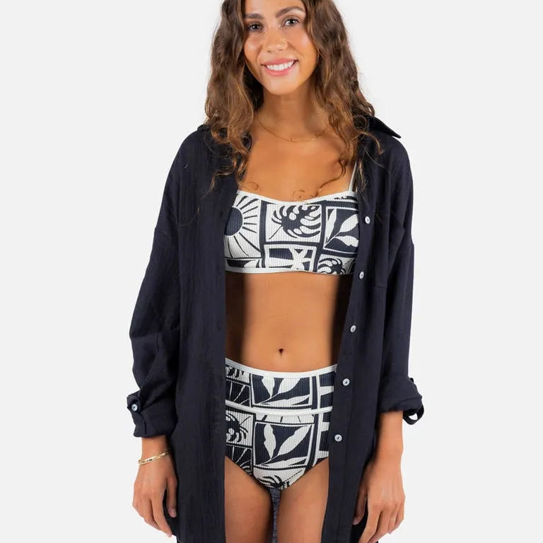 Rip Curl Womens Shirt Premium Linen Long Sleeve Button Through