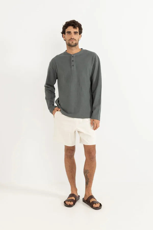 Rhythm Mens Shirt Vintage Terry Long Sleeve Henley
