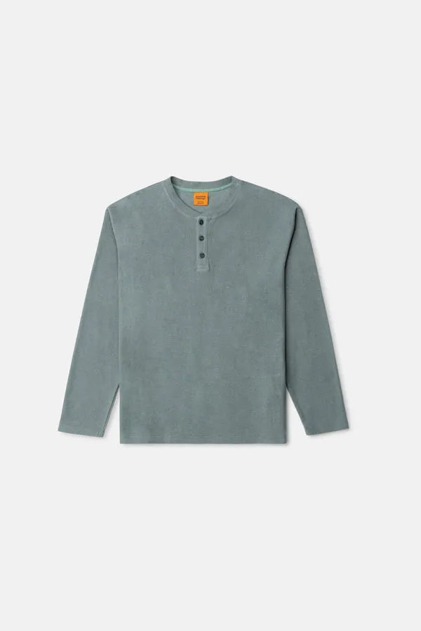 Rhythm Mens Shirt Vintage Terry Long Sleeve Henley