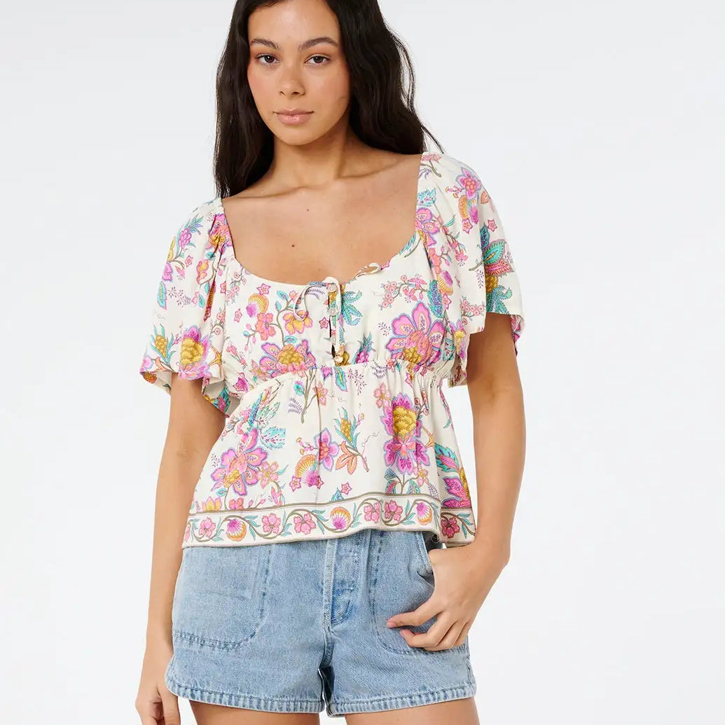 Rip Curl Womens Shirt Half Moon Bay Short Sleeve Button Top