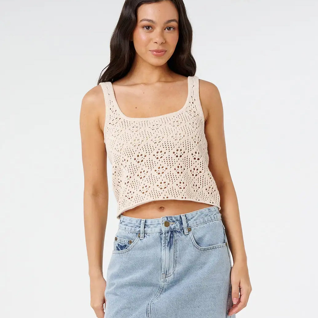 Rip Curl Womens Tank Top Half Moon Bay Crochet Top