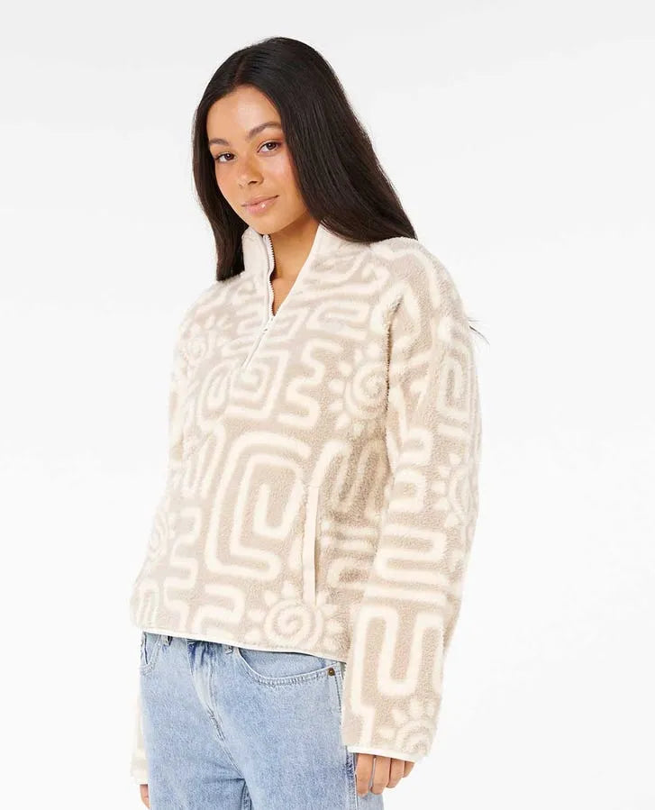 Rip Curl Womens Sweatshirt Sunset Luau 1/4 Zip Polar Fleece