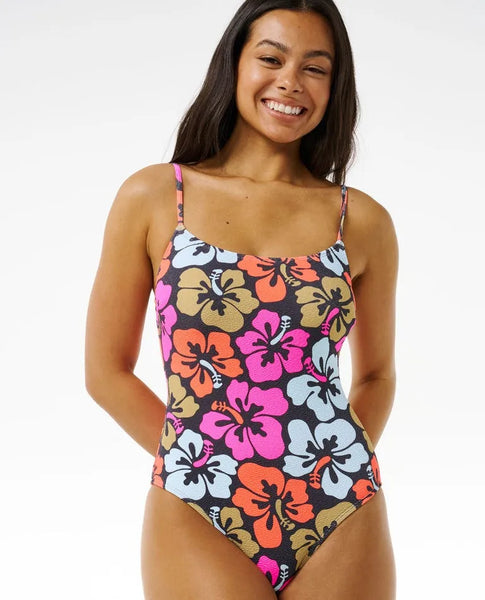 Rip Curl Womens Swimsuit Hibiscus Heat Cheeky Coverage One Piece