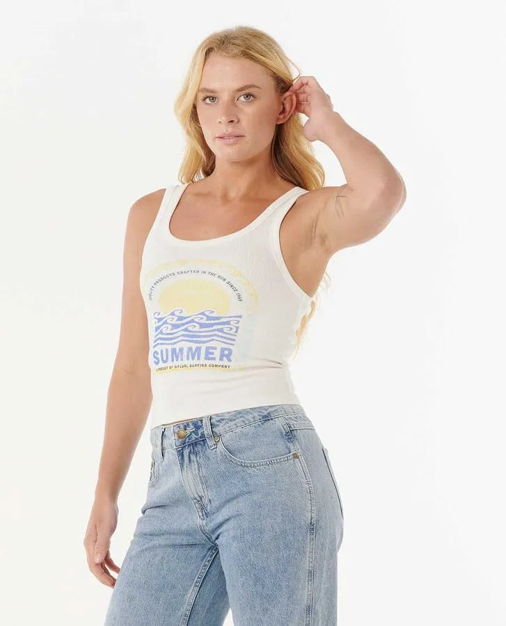 Rip Curl Womens Tank Top Summer Standard Ribbed
