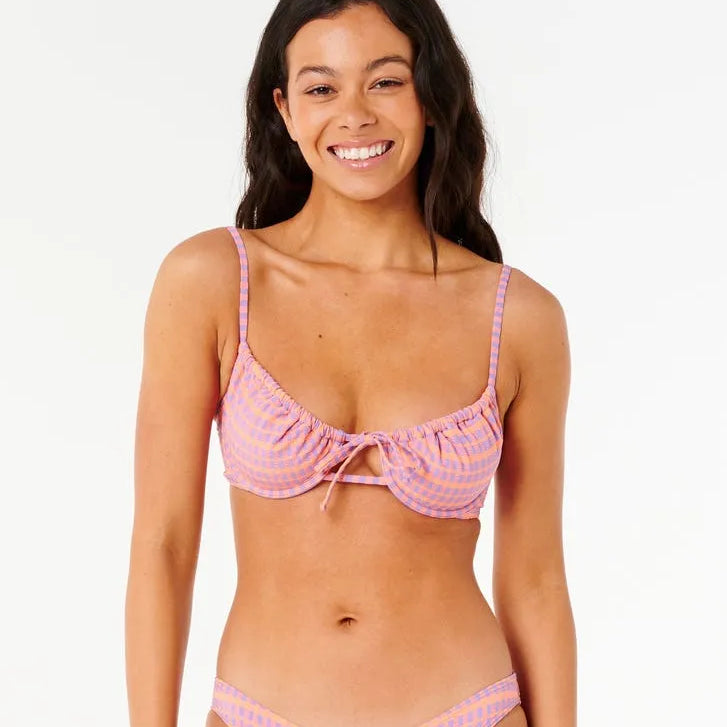 Rip Curl Womens Bikini Top Isles Plaid D-DD Balconette