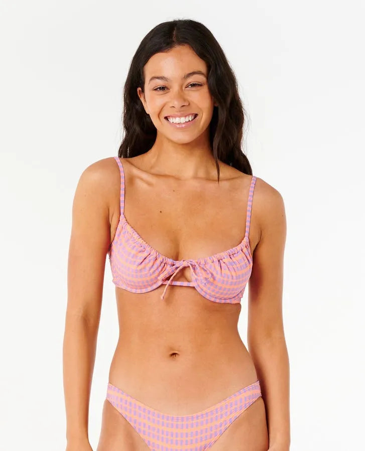 Rip Curl Womens Bikini Top Isles Plaid D-DD Balconette