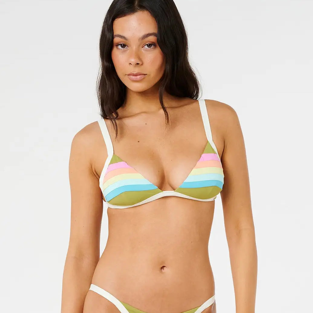 Rip Curl Womens Bikini Top Surf Stripe Fixed Triangle