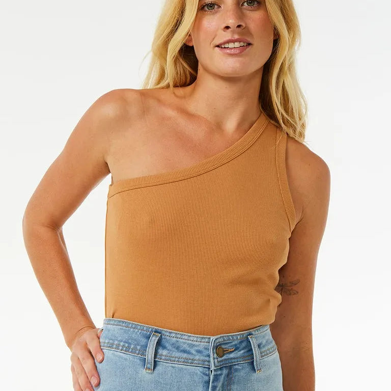 Rip Curl Womens Tank Top Asymmetrical Ribbed