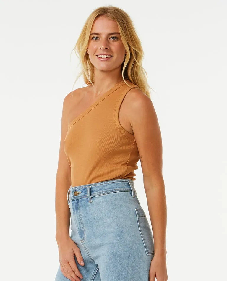 Rip Curl Womens Tank Top Asymmetrical Ribbed