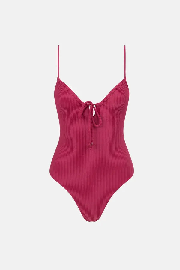 Rhythm Womens Swimsuit Isla Rib Tie Front One Piece