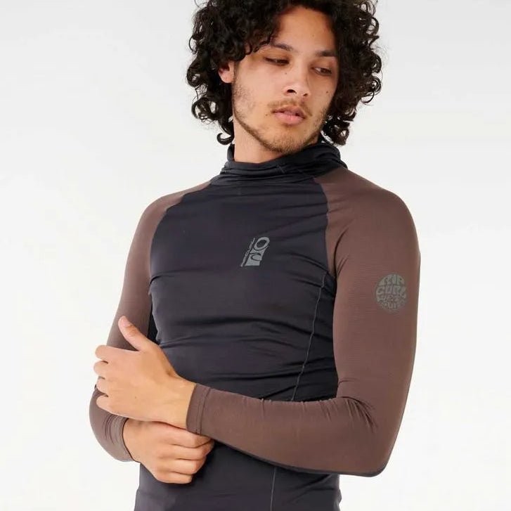 Rip Curl Mens Rashguards Search UPF Performance Long Sleeve Hood