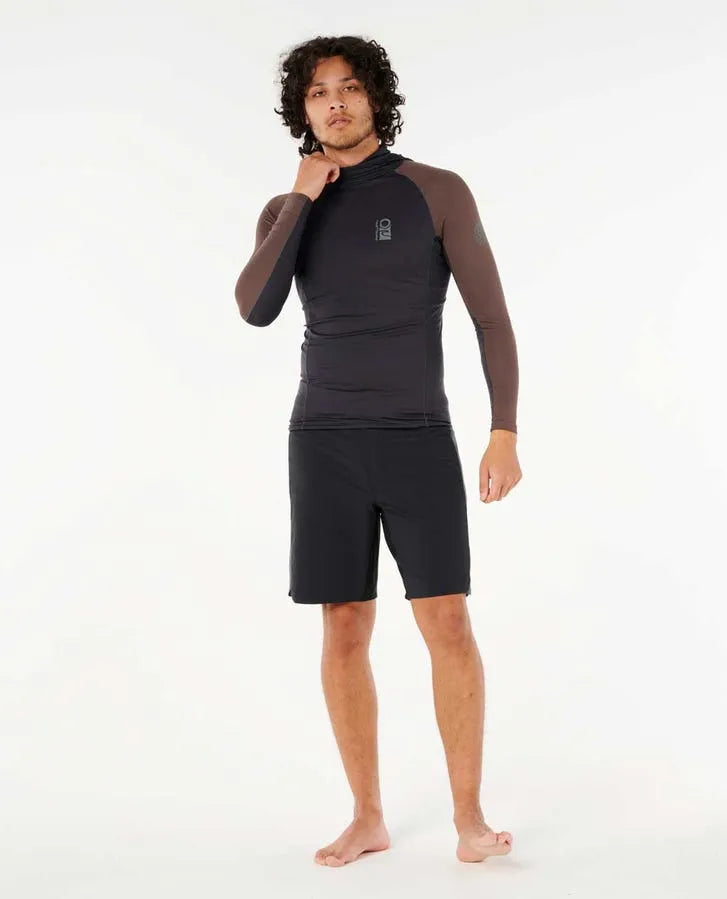 Rip Curl Mens Rashguards Search UPF Performance Long Sleeve Hood