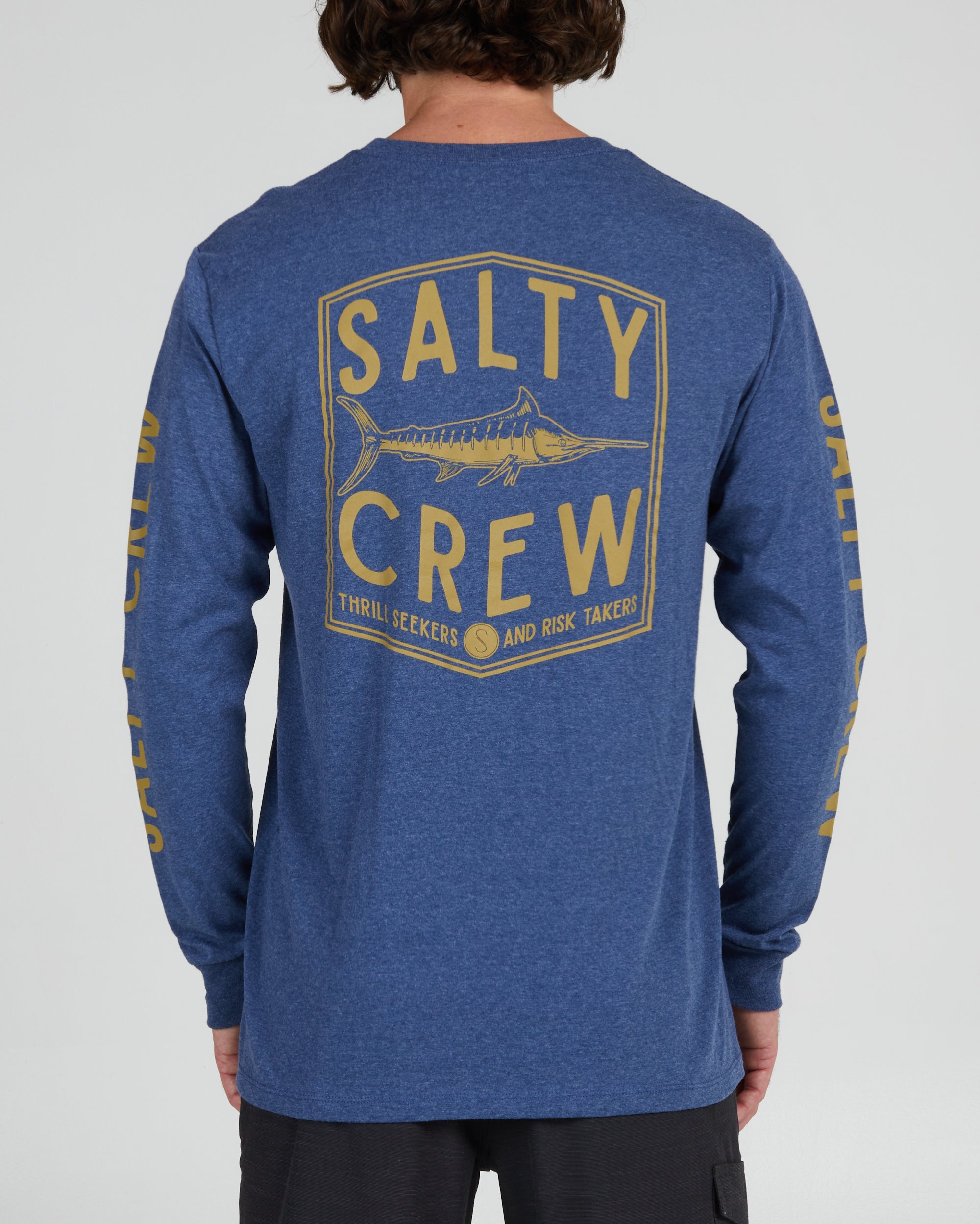 Salty Crew Fishing Shirt Mens Medium Dark Blue Long Sleeve Cotton Pullover