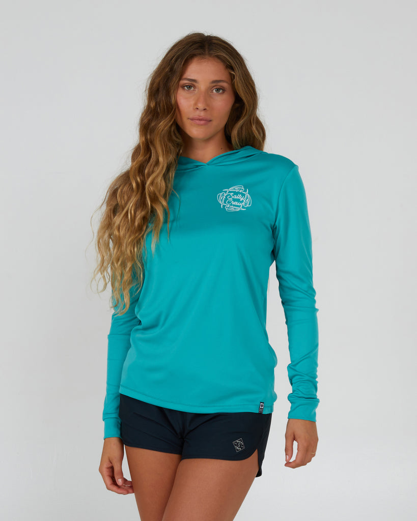 Salty Crew Womens Shirt Drawn In Circles Hooded Sunshirt