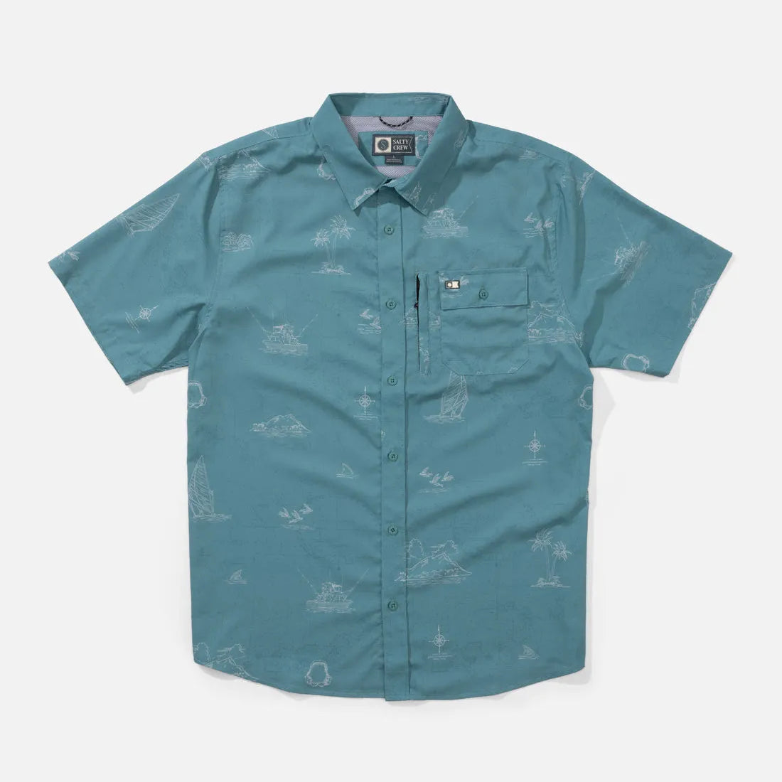 Salty Crew Mens Woven Helmsman UV Button Up