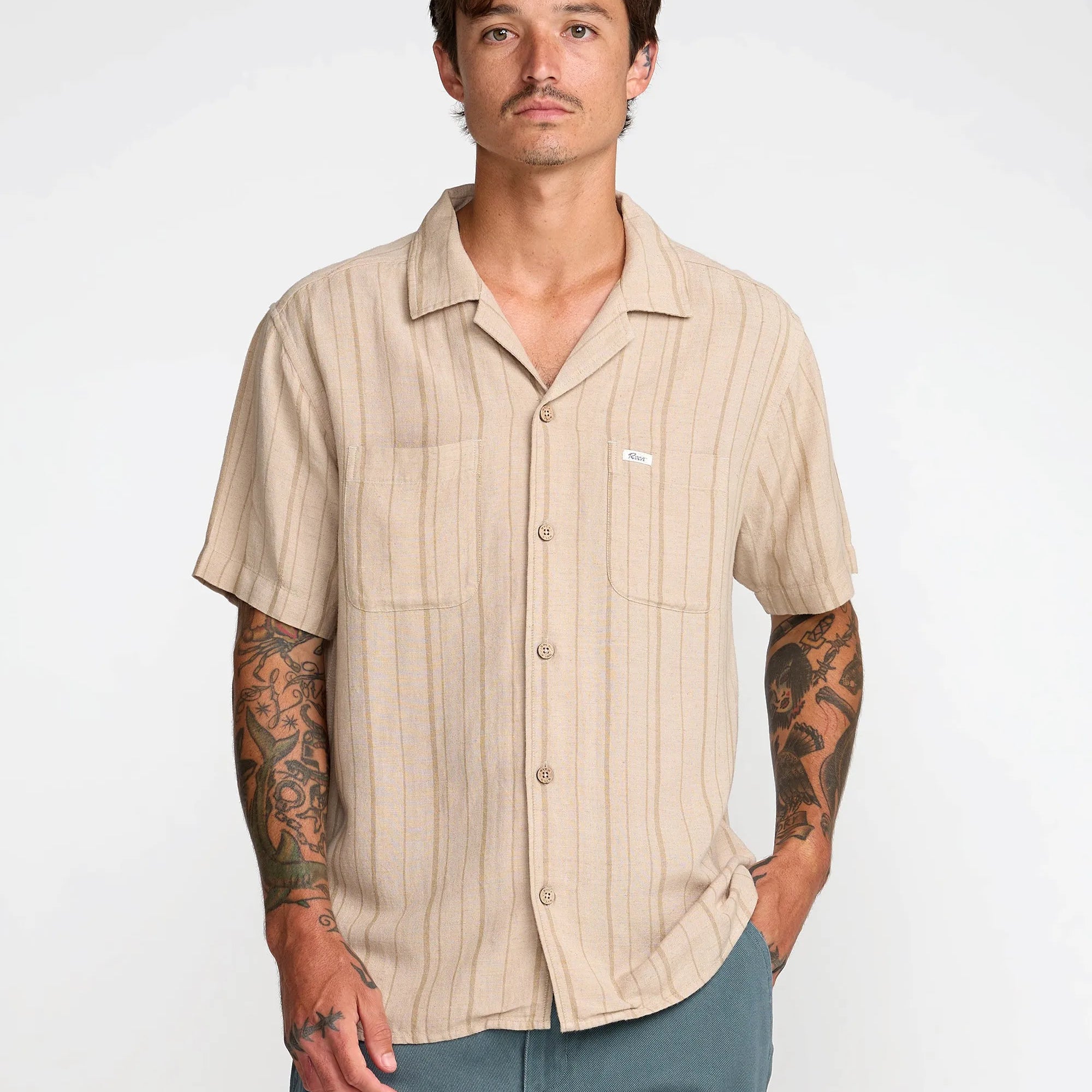 RVCA Mens Woven Exotica Stripe