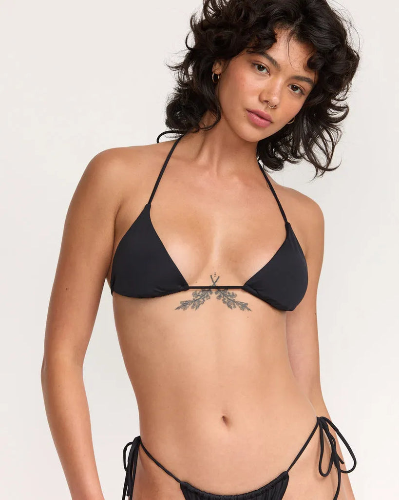 RVCA Womens Bikini Top Solid Halter Triangle