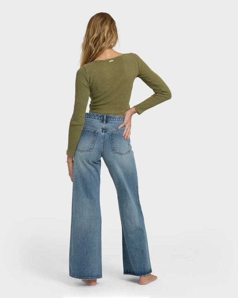 Billabong Womens Pants Free Fall Flare Denim