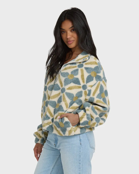 BILLABONG OUTERWEAR COLLECTION Lサイズ Billabong Womens Jacket All The Time Sherpa Half Zip Sweatshirt