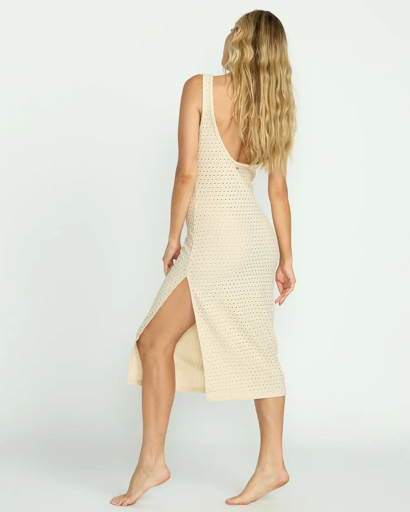 Billabong Womens Dress Eyelet Sun Midi Dress Beach Coverup