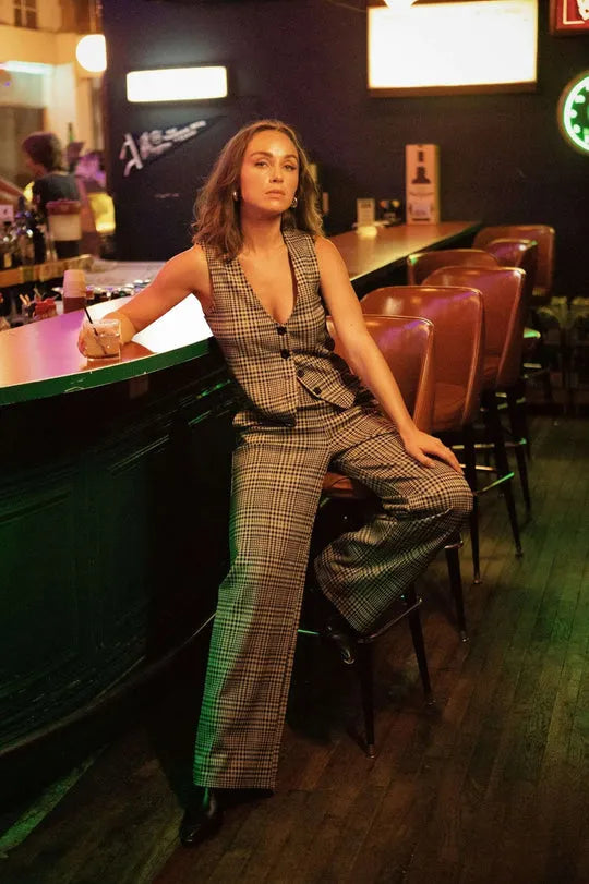 Brixton Womens Pants Menswear Plaid Leisure Trouser Pant