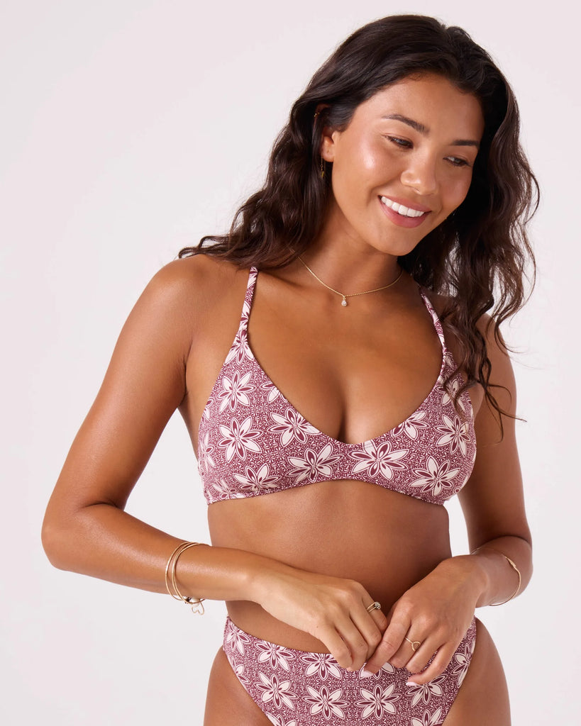 Roxy Womens Bikini Top Batik Bloom Athletic Triangle