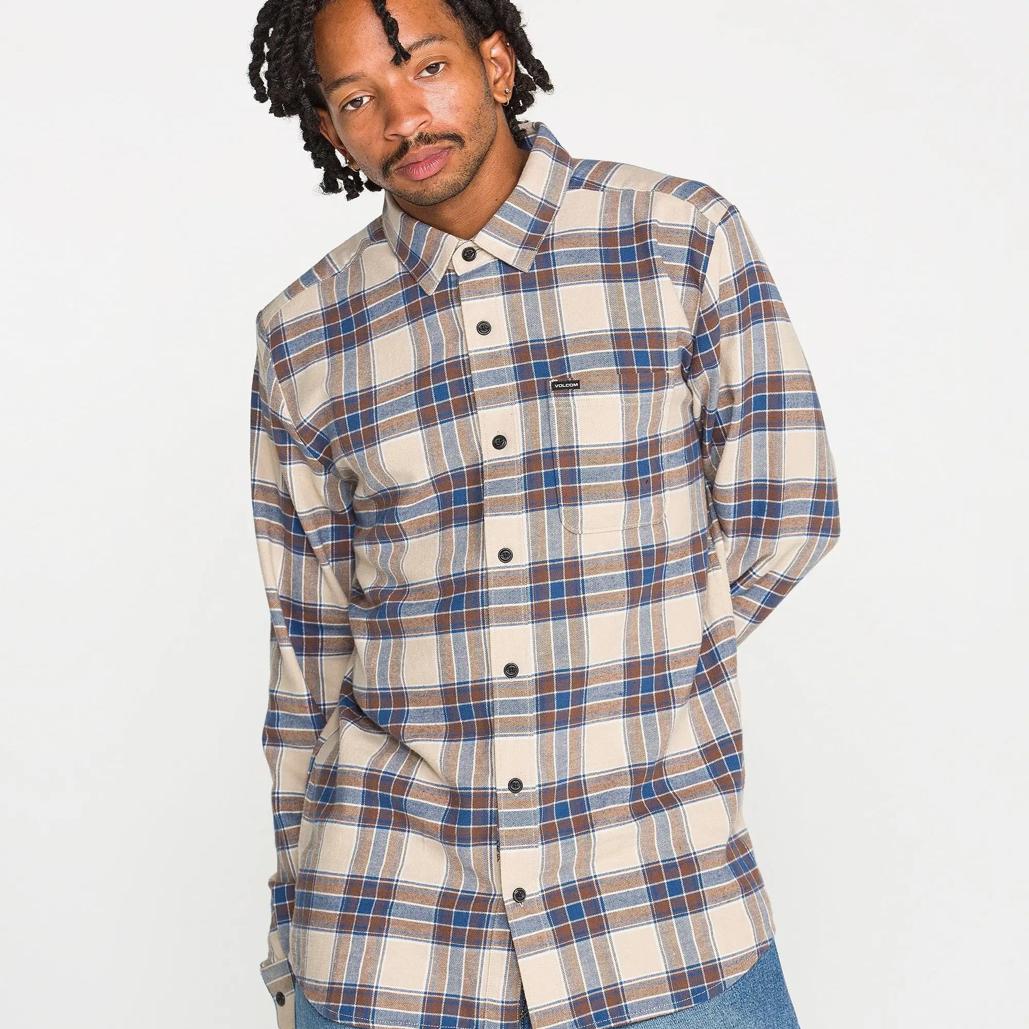 Volcom Mens Shirt Caden Plaid Long Sleeve
