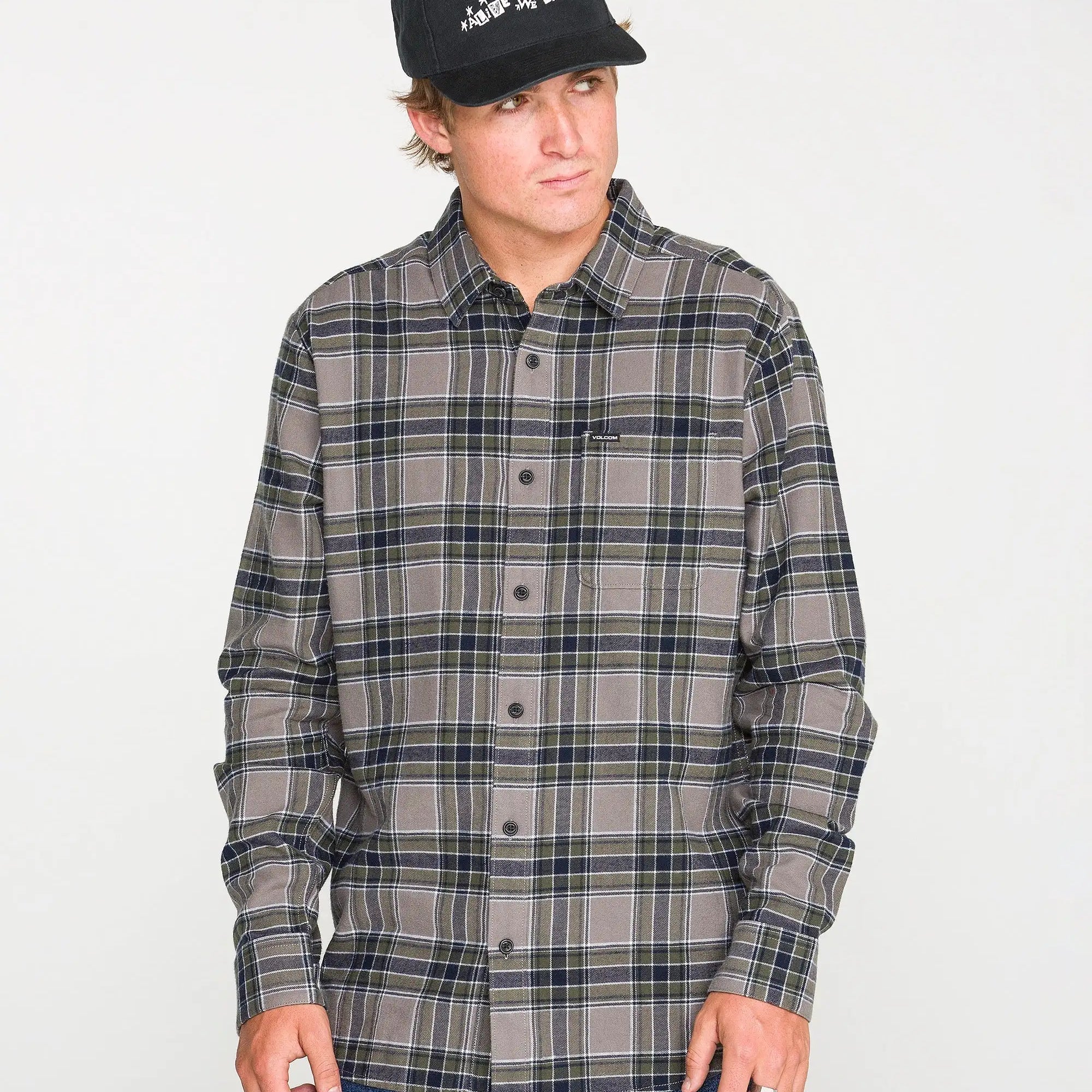 Volcom Mens Shirt Caden Plaid Long Sleeve