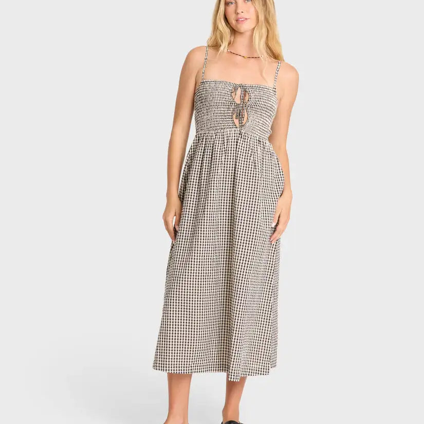 Billabong Womens Dress Beach Check Midi