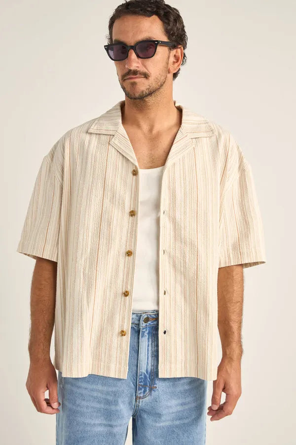 Rhythm Mens Woven Benny Relaxed Stripe