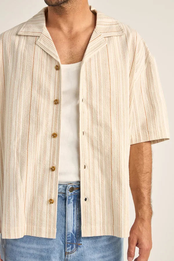 Rhythm Mens Woven Benny Relaxed Stripe