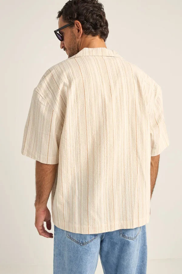 Rhythm Mens Woven Benny Relaxed Stripe