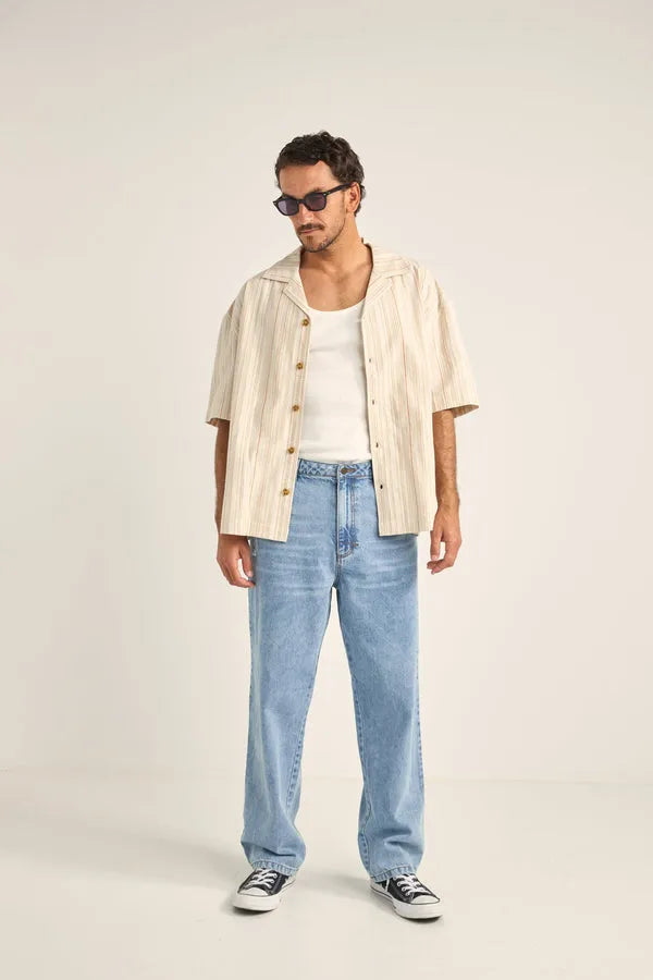 Rhythm Mens Woven Benny Relaxed Stripe