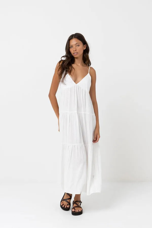 Rhythm Womens Dress Classic Tiered Midi