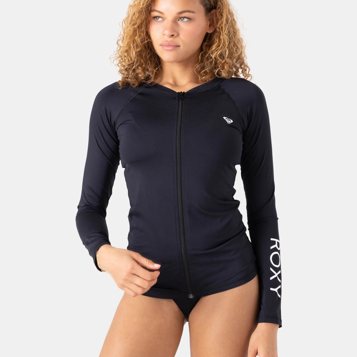 Roxy Womens Rashguard New Essentials Long Sleeve Zipped Lycra