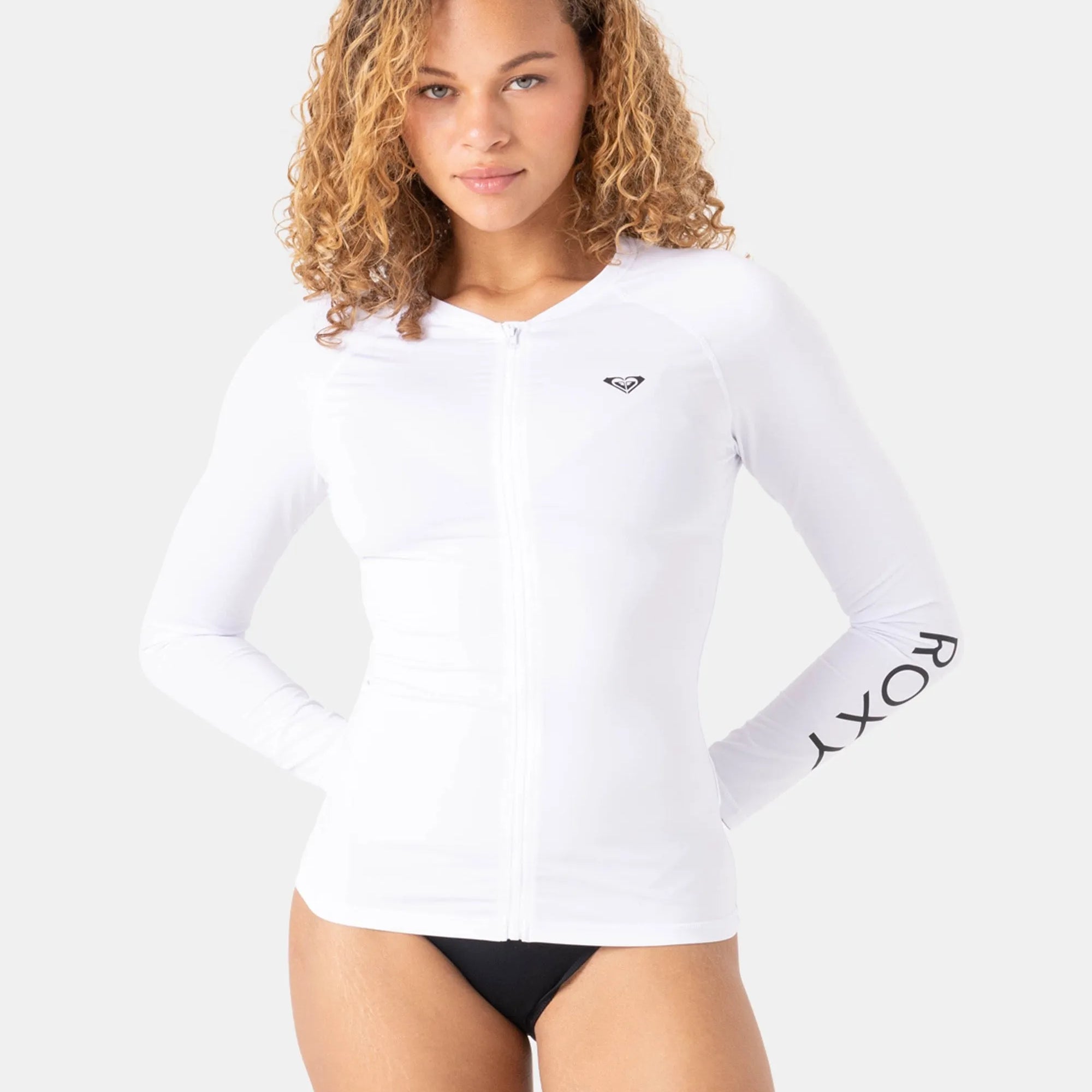 Roxy Womens Rashguard New Essentials Long Sleeve Zipped Lycra