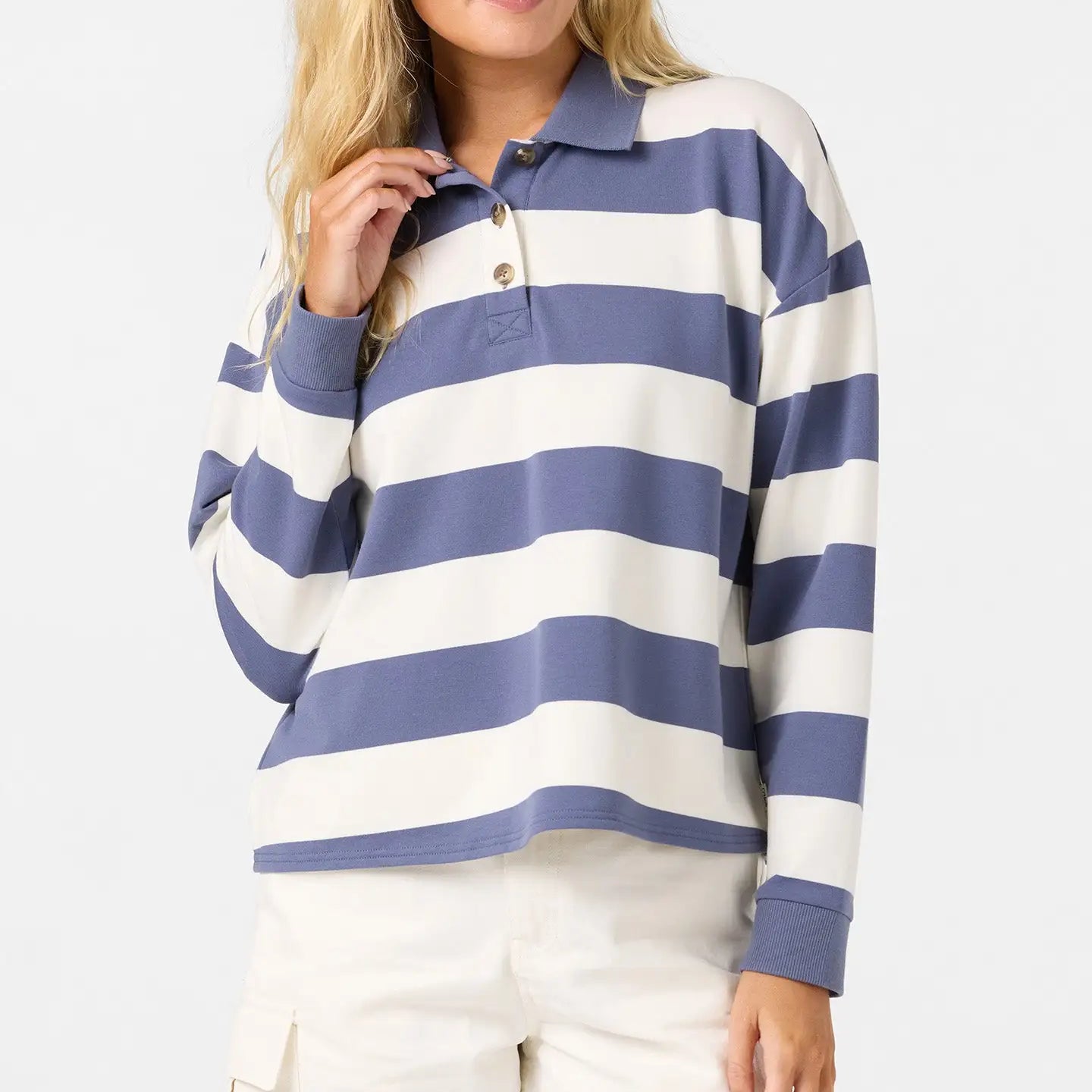 Oneill Womens Shirt O'Riginals Kyra Long Sleeve Crop Polo Top