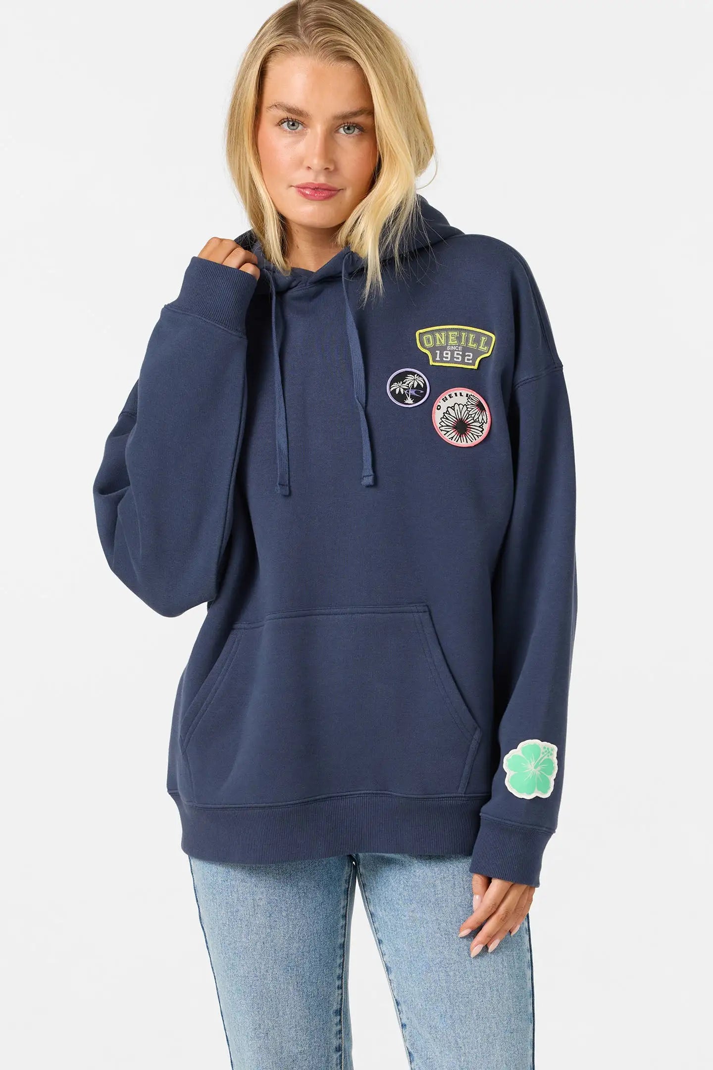 Oneill Womens Sweatshirt Patches Oversized Hoodie