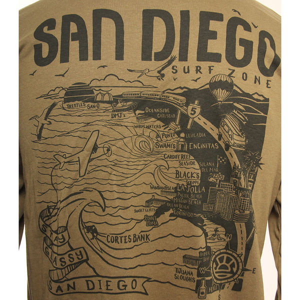 Hansen Mens Shirt San Diego Map Long Sleeve
