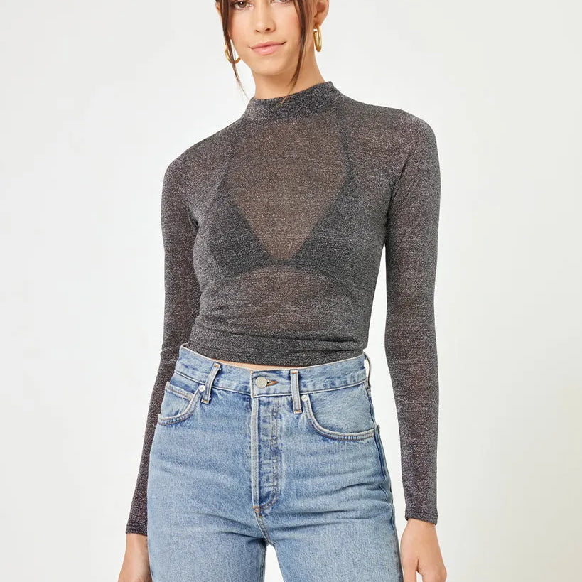 L*Space Womens Shirt Shimmer Long Sleeve