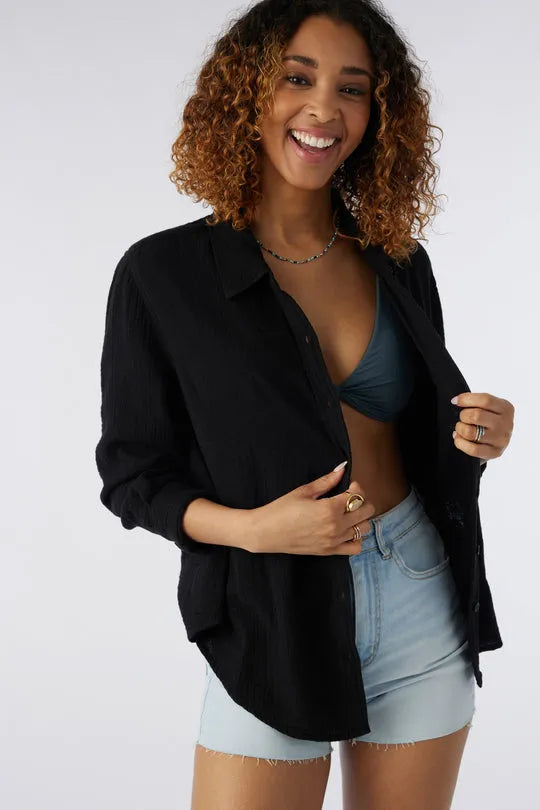 Oneill Womens Shirt Leni Crinkle Double Gauze