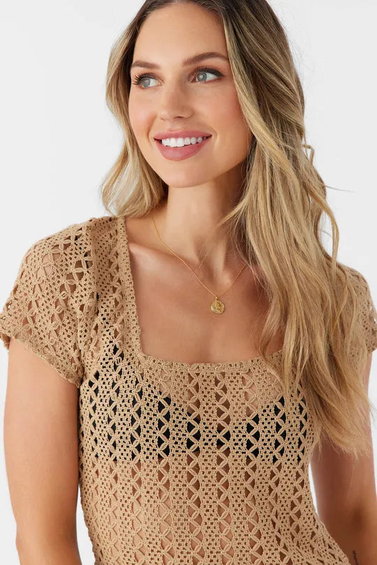 Oneill Womens Dress Nina Midi Crochet Lace Cover-Up