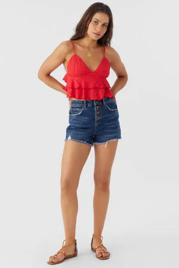 Oneill Womens Tank Top Chloey Textured Knit Tiered