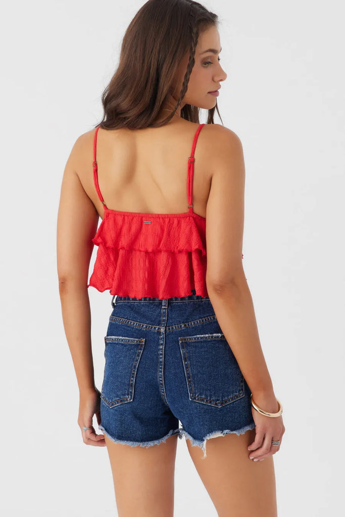 Oneill Womens Tank Top Chloey Textured Knit Tiered