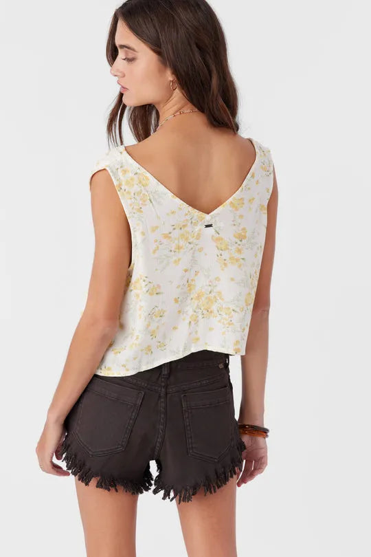 Oneill Womens Tank Top Jaden Tatianna Floral Tie Front
