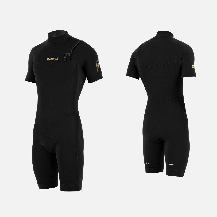 Manera Mens Wetsuits SEAFARER SHORTY 2.2mm Short Sleeve Chest Zip Springsuit