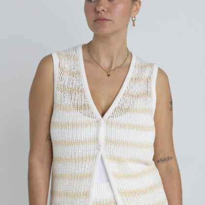 Rhythm Womens Tank Top Sol Stripe Longline Knit Vest